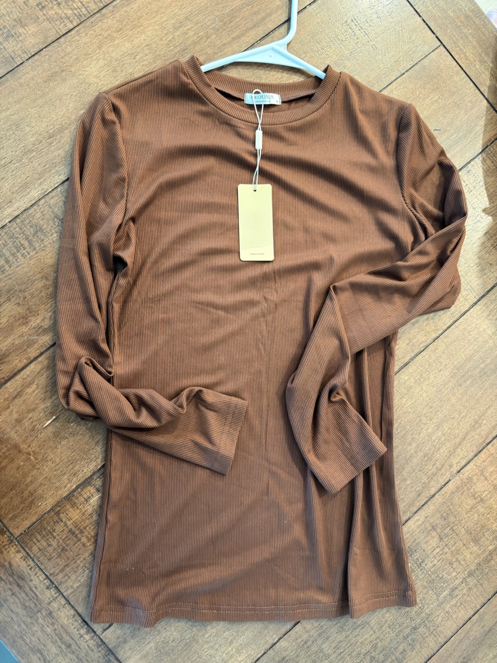 Mossimo Brown Ribbed Long Sleeve Top